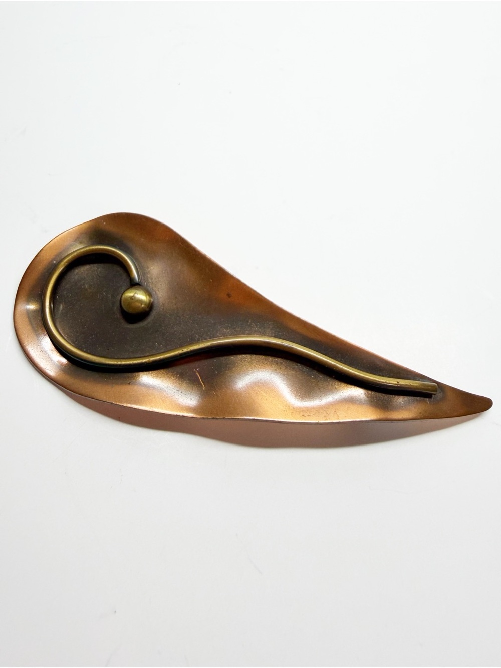 Vintage MCM Brutalist Copper Art Brooch